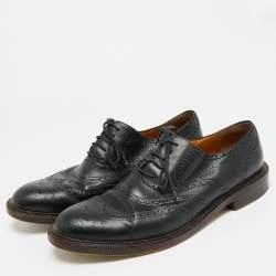 Pre Owned Gucci Size 45.5 Black Brogue Leather Lace Up Oxfords