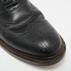 Pre Owned Gucci Size 45.5 Black Brogue Leather Lace Up Oxfords