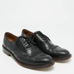Pre Owned Gucci Size 45.5 Black Brogue Leather Lace Up Oxfords