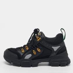 مملوكة مسبقًا Gucci Flashtrek Size 40 Black Leather and Suede Sneakers