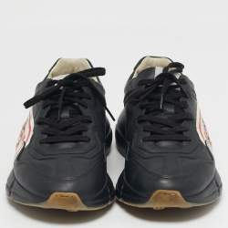 Pre Owned حذاء رياضي غوتشي ريتون جلد أسود مقاس 42.5