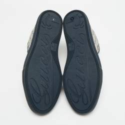 مملوكة مسبقًا Gucci GG Size 43 Navy Blue/Beige Canvas and Leather High Top Sneakers