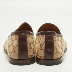 Pre Owned حذاء لوفرز غوتشي جوردان كانفاس جي جي بيج مزين هورسبيت مقاس 42