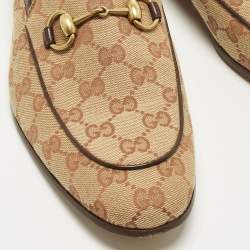 Pre Owned حذاء لوفرز غوتشي جوردان كانفاس جي جي بيج مزين هورسبيت مقاس 42