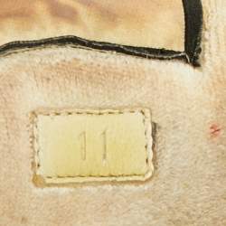 Pre Owned Gucci Screener Size 45 Beige Canvas and Nubuck Leather Web Low Top Sneakers