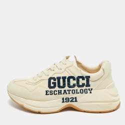 مملوكة مسبقًا Gucci Rhyton 25 Size 44 Cream Leather Lace Up Sneakers
