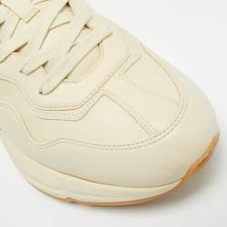 Pre Owned Gucci Rhyton 25 Size 44 Cream Leather Lace Up Sneakers