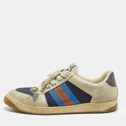 مملوكة مسبقًا Gucci Screener Size 45 Multicolor Canvas and Nubuck Leather Web Low Top Sneakers