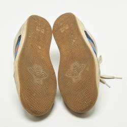 Pre Owned Gucci Screener Size 45 Multicolor Canvas and Nubuck Leather Web Low Top Sneakers