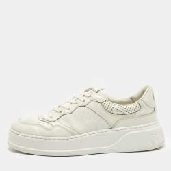 مملوكة مسبقًا Gucci Chunky B Size 42 Off White Leather Jumbo GG Low Top Sneakers