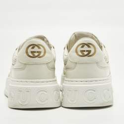 مملوكة مسبقًا Gucci Chunky B Size 42 Off White Leather Jumbo GG Low Top Sneakers