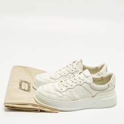 مملوكة مسبقًا Gucci Chunky B Size 42 Off White Leather Jumbo GG Low Top Sneakers