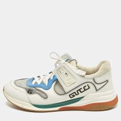Pre Owned Gucci Ultrapace Size 42 Multicolor Leather and Mesh Lace Up Sneakers