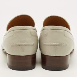 Pre Owned Gucci Horsebit Web Size 41.5 Light Grey Slip On Loafers