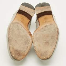 Pre Owned Gucci Horsebit Web Size 41.5 Light Grey Slip On Loafers