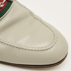 Pre Owned Gucci Horsebit Web Size 41.5 Light Grey Slip On Loafers