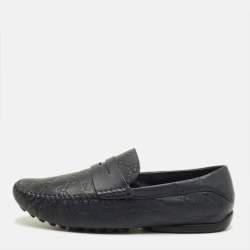 Pre Owned Gucci GG Marmont Size 43 Navy Blue Leather Loafers
