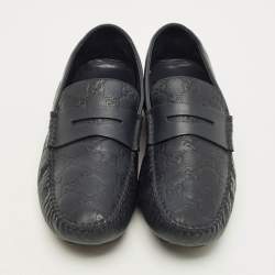 Pre Owned Gucci GG Marmont Size 43 Navy Blue Leather Loafers
