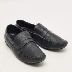 Pre Owned Gucci GG Marmont Size 43 Navy Blue Leather Loafers