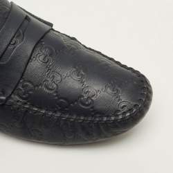 Pre Owned Gucci GG Marmont Size 43 Navy Blue Leather Loafers