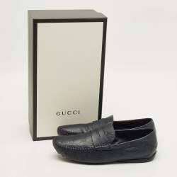 Pre Owned Gucci GG Marmont Size 43 Navy Blue Leather Loafers