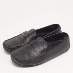 Pre Owned حذاء لوفرز غوتشي ديامانتي جلد رمادي مقاس 43