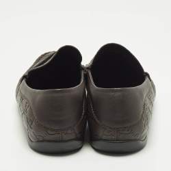 Pre Owned Gucci GG Interlock Size 43 Brown Leather Loafers