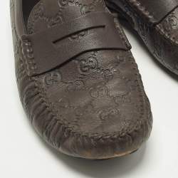 Pre Owned Gucci GG Interlock Size 43 Brown Leather Loafers