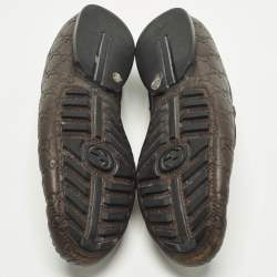Pre Owned Gucci GG Interlock Size 43 Brown Leather Loafers