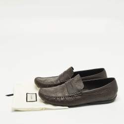 Pre Owned Gucci GG Interlock Size 43 Brown Leather Loafers