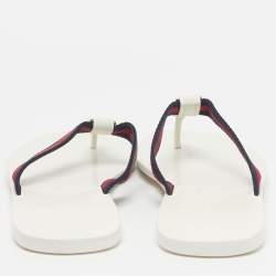 Pre Owned Gucci Interlocking G Size 44 White Leather Thong Flats