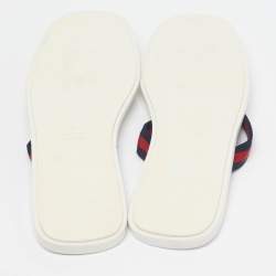 Pre Owned Gucci Interlocking G Size 44 White Leather Thong Flats