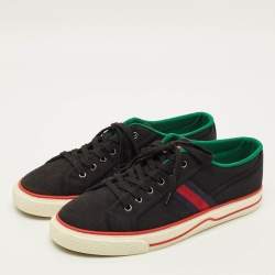 Pre Owned Gucci Tennis 1977 Size 45 Black Canvas Lace Up Sneakers