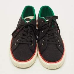 Pre Owned Gucci Tennis 1977 Size 45 Black Canvas Lace Up Sneakers
