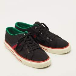 Pre Owned Gucci Tennis 1977 Size 45 Black Canvas Lace Up Sneakers