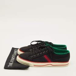 Pre Owned Gucci Tennis 1977 Size 45 Black Canvas Lace Up Sneakers