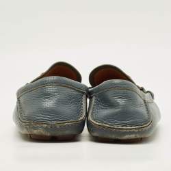 Pre Owned Gucci Horsebit Size 42.5 Blue Leather Slip On Loafers
