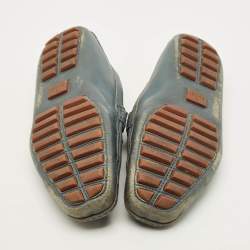 Pre Owned Gucci Horsebit Size 42.5 Blue Leather Slip On Loafers