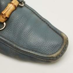 Pre Owned Gucci Horsebit Size 42.5 Blue Leather Slip On Loafers