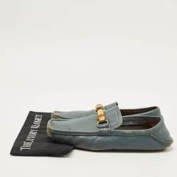 Pre Owned Gucci Horsebit Size 42.5 Blue Leather Slip On Loafers