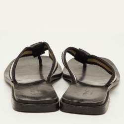 مملوكة مسبقًا Gucci Vintage Size 38 Black/White Web Tape Logo Flat Thong Sandals