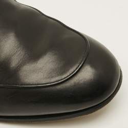 Pre Owned حذاء غوتشي برينستاون فرو جلدي أسود مزين هورسبيت سليب أون مقاس 44