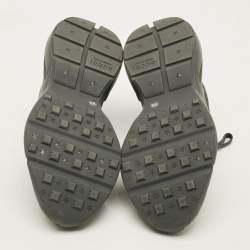 Pre Owned حذاء رياضي غوچي ريتون أربطة قماش كانفاس وجلد رمادي مقاس 44.5