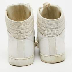 مملوكة مسبقًا Gucci Vintage Web Detail Size 41 White Leather High Top Sneakers