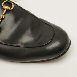 Pre Owned Gucci Princetown Size 43.5 Black Fur And Leather Mules