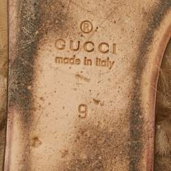 Pre Owned صندل سلايد غوتشي برينستون فرو وجلد عنابي مقاس 41