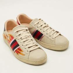 مملوكة مسبقًا Gucci Ace Flames Size 43.5 Multicolor Leather  Low Top Sneakers