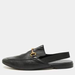 Pre Owned حذاء لوفرز غوتشي فولدابل هورسبت جلد أسود مقاس 37