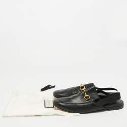 Pre Owned Gucci Horsebit Size 43.5 Black Leather Slingback Mules
