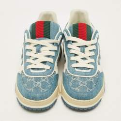Pre Owned Gucci Re-Web Size 45 Blue GG Denim Low Top Sneakers